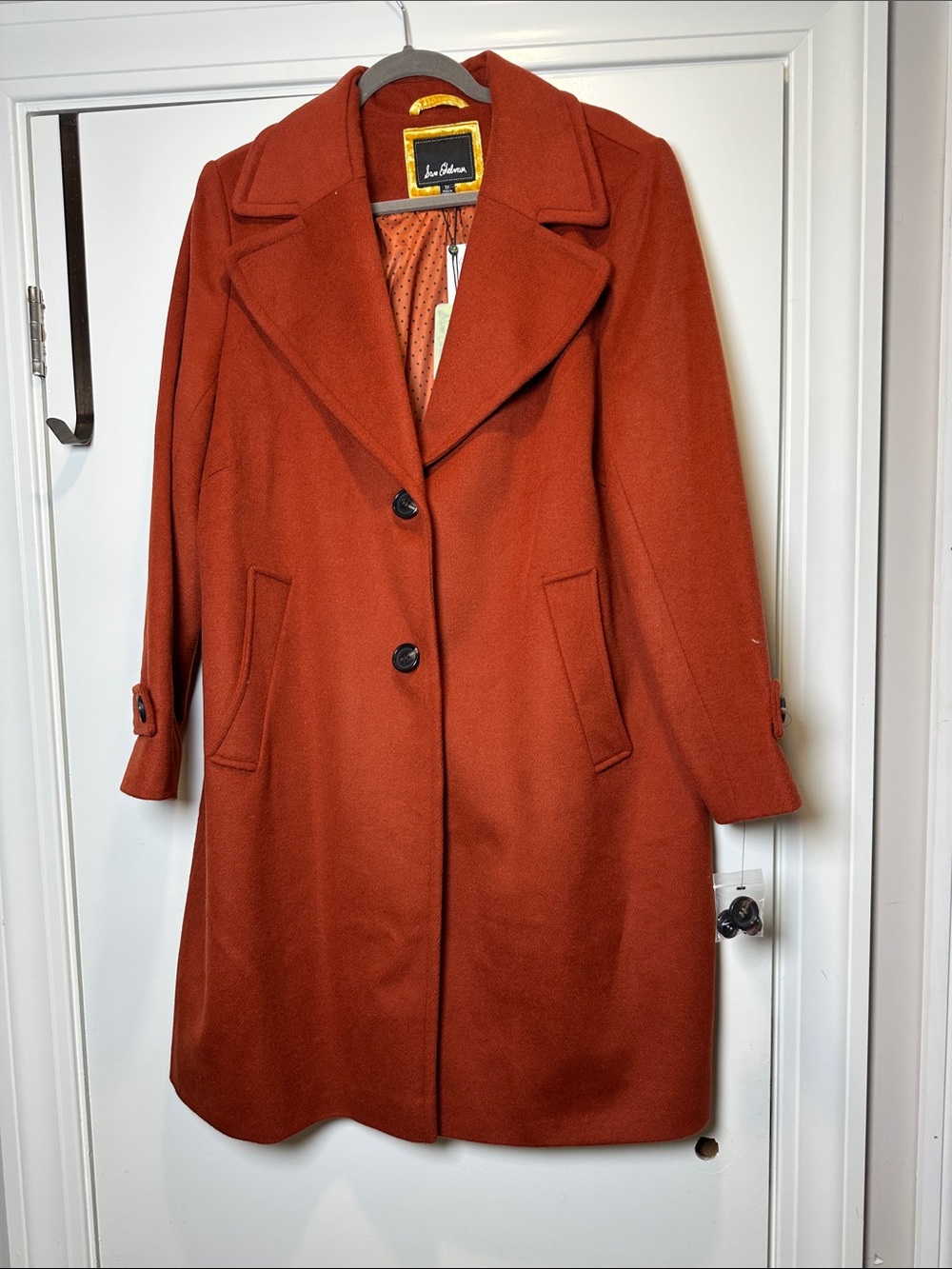 Sam Edelman Brick Red Wool Single-Breasted Pea Coat (001)
